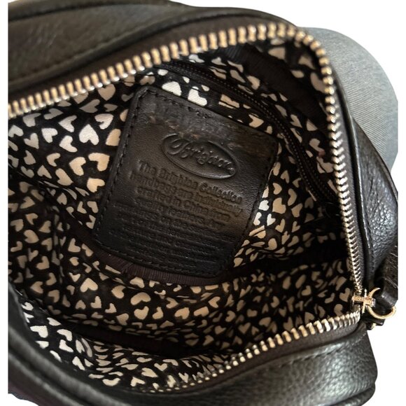 Brighton Cupid Mini Camera Bag Black Red Heart Leather Zippers Dust Bag EUC - Picture 5 of 11